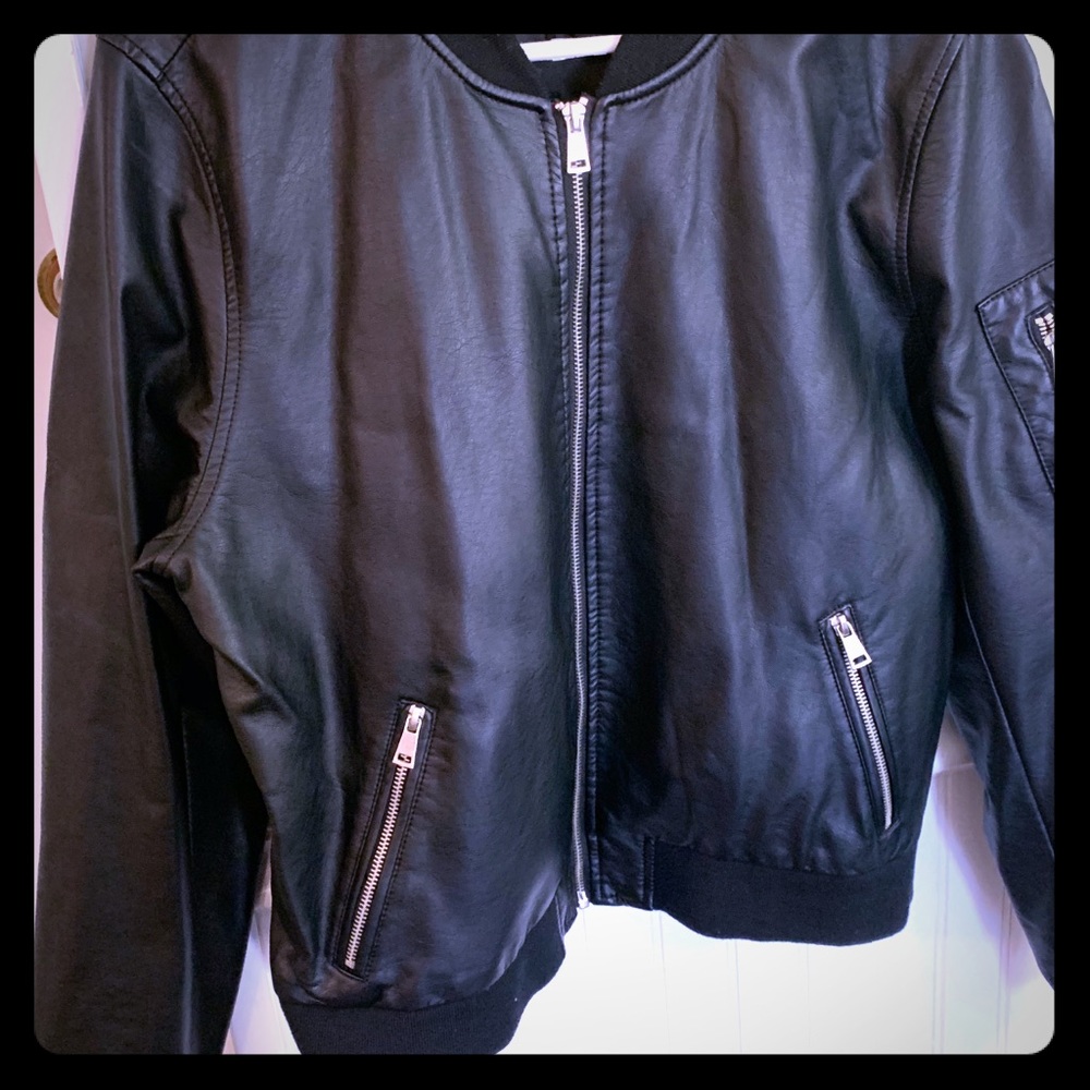 Black vegan moto jacket